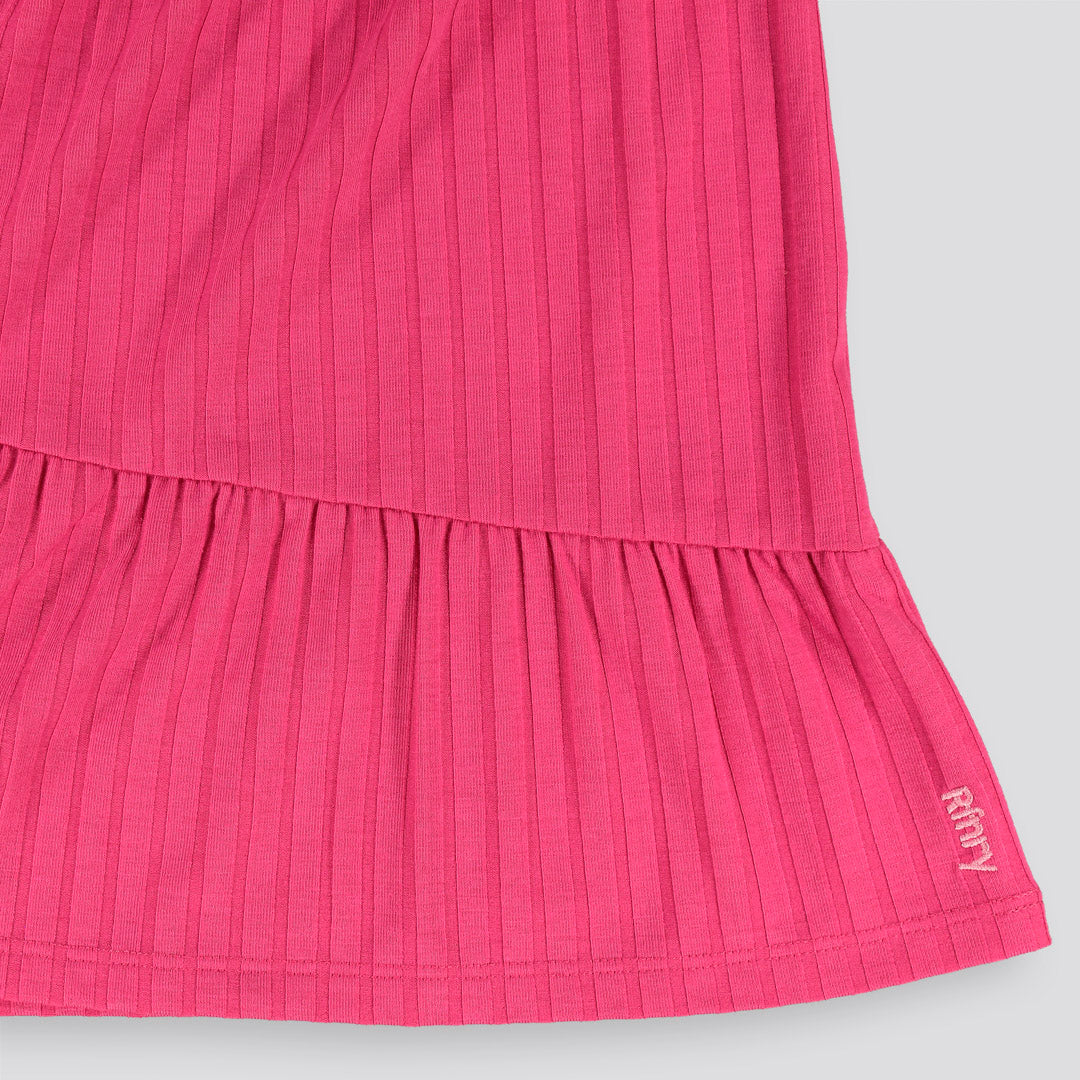 Girls Ribbed  Short Dress Pink