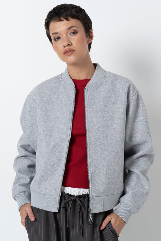 Melton Bomber Jacket Ice Mel