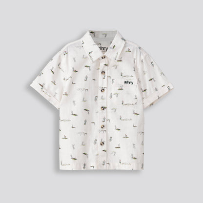 Boys Printed Shirt Off White