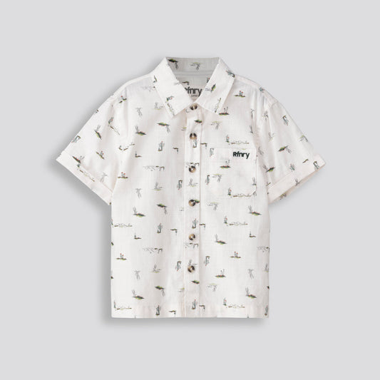 Boys Printed Shirt Off White