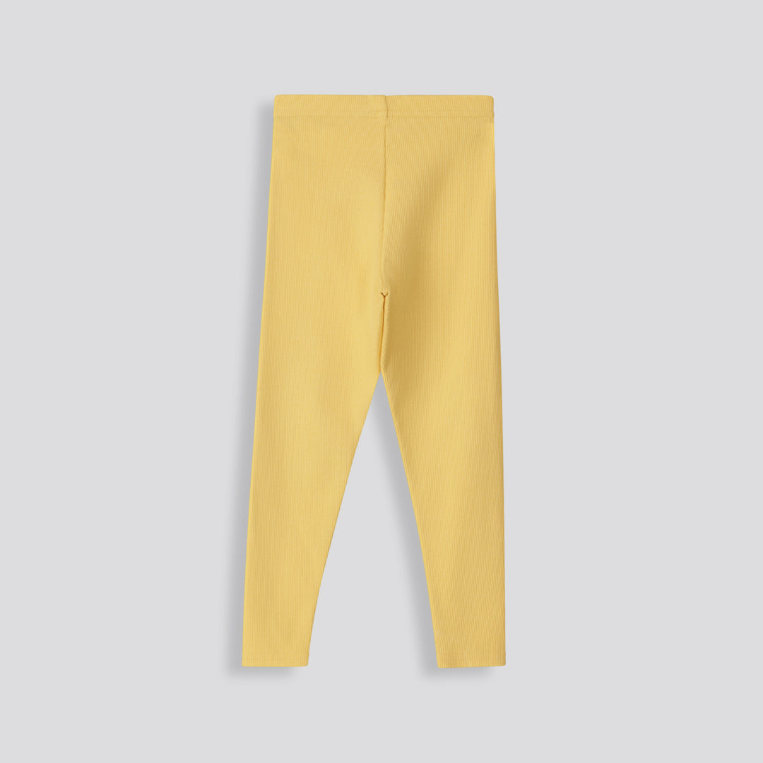 Girls Ribbed Leggings Yellow