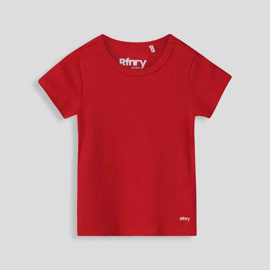 Girls Ribbed Tee Red