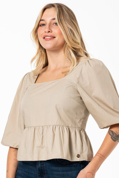 Puff Sleeve Top Stone