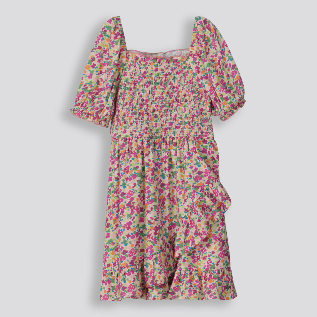 Girls Short Mockwrap Dress Multi