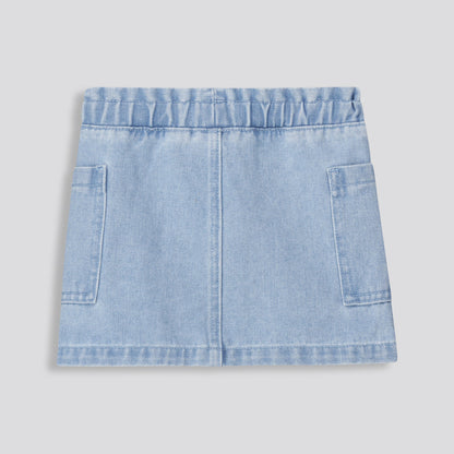 Girls Denim Cargo Skirt Blue Denim